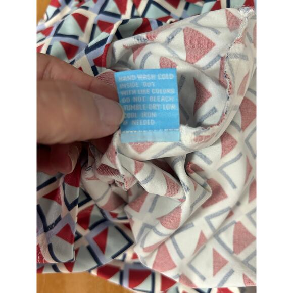 J. McLaughlin Durham Ruffle Top Size XS Geometric Diamond Print 3/4 Sleeve - Picture 7 of 13